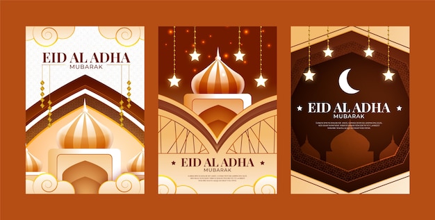 Free vector realistic eid al-adha mubarak cards collection