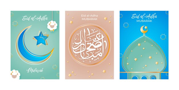 Realistic eid al-adha mubarak cards