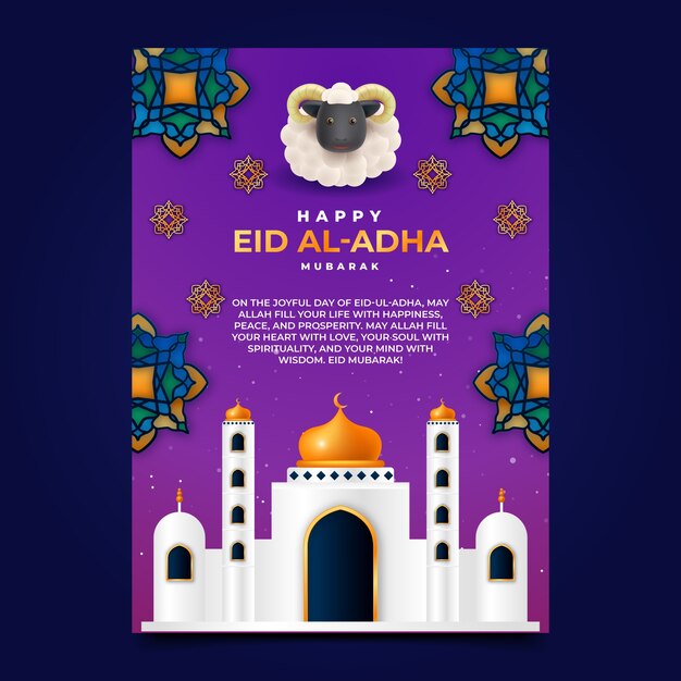 Vettore gratuito poster realistico di eid al-adha