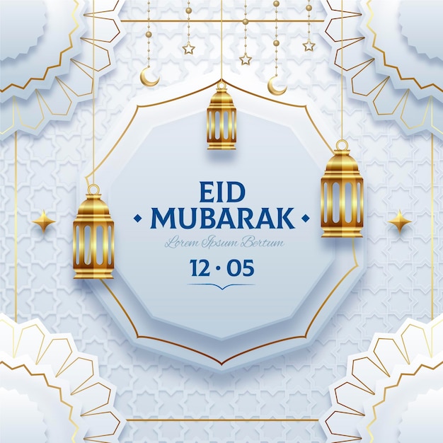 Free vector realistic eid al-fitr - eid mubarak illustration