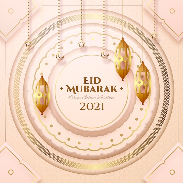 Realistic eid al-fitr - eid mubarak illustration