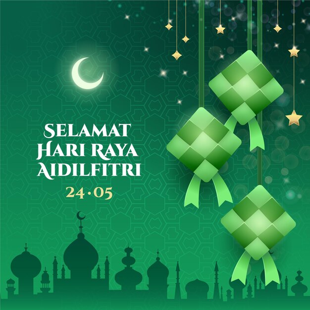 realistic eid al-fitr - hari raya aidilfitri illustration