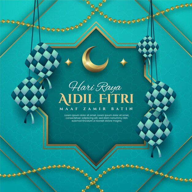 Realistic eid al-fitr - hari raya aidilfitri illustration