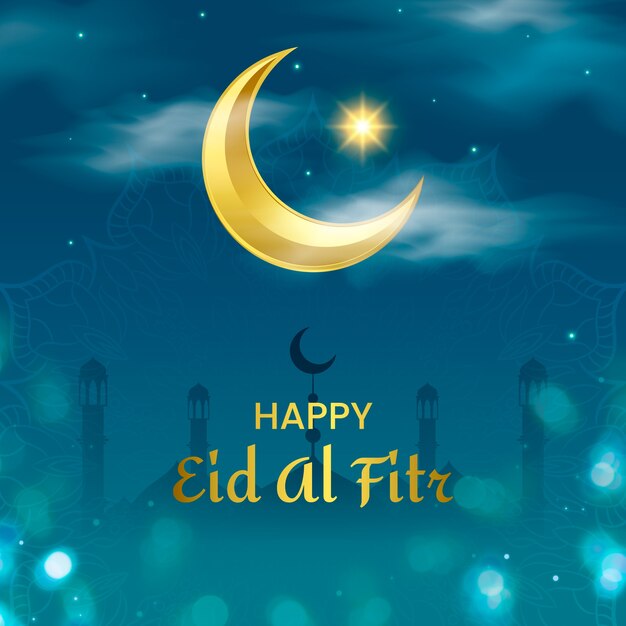 Realistic eid al-fitr illustration