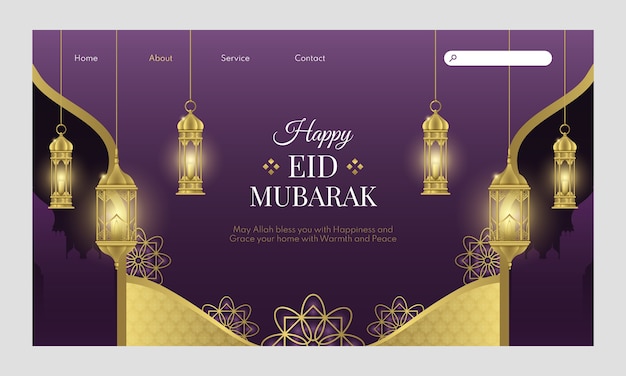 Realistic eid al-fitr landing page template