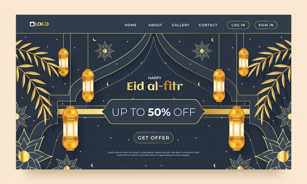 현실적인 eid al-fitr 방문 페이지 템플릿