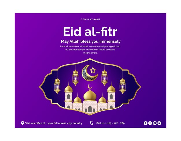 Realistic eid al-fitr photocall template