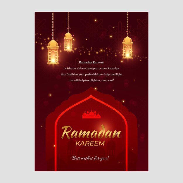 Realistic eid al-fitr poster template with lanterns