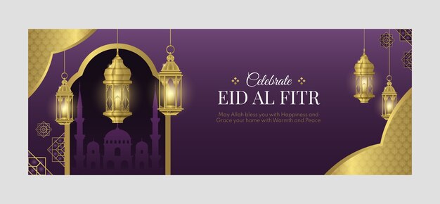 현실적인 eid al-fitr 소셜 미디어 표지 템플릿