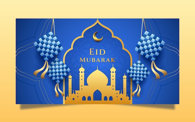 Realistic eid al-fitr social media post template