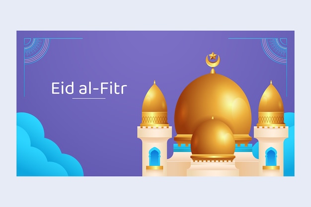 Realistic eid al-fitr social media post template