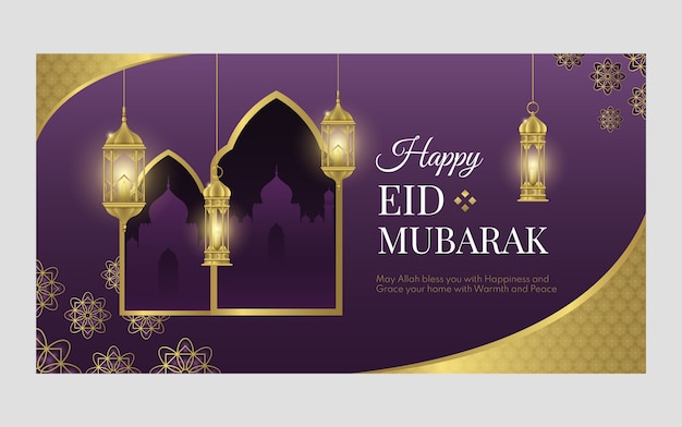 Realistic eid al-fitr social media post template