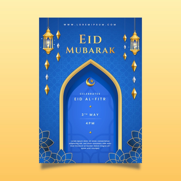 Free vector realistic eid al-fitr vertical poster template