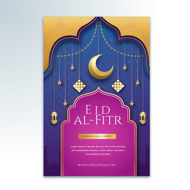 Modello di poster verticale realistico eid al-fitr