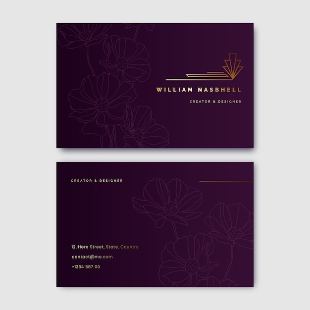 Free vector realistic elegant double-sided horizontal business card template