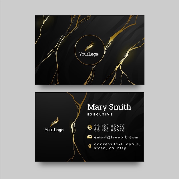 Realistic elegant double-sided horizontal business card template