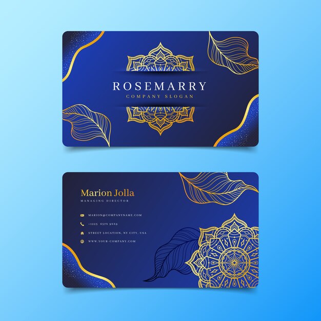 Realistic elegant double-sided horizontal business card template