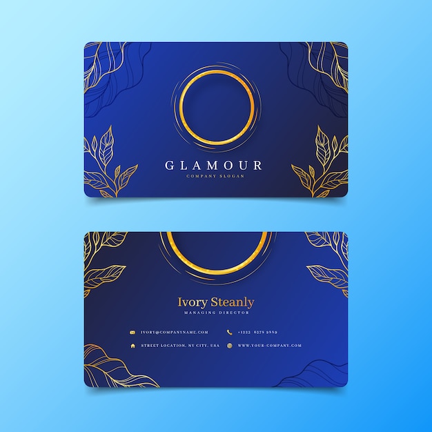 Free vector realistic elegant double-sided horizontal business card template