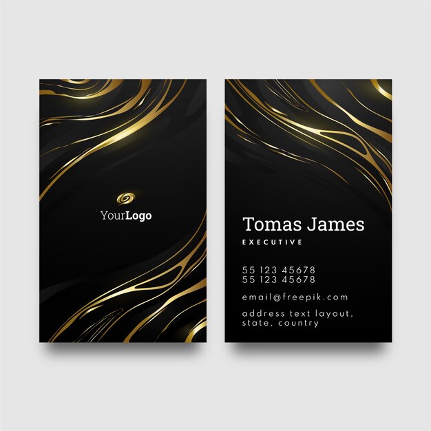 Realistic elegant double-sided vertical business card template