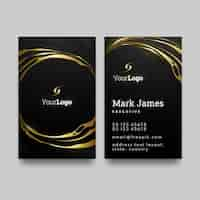 Free vector realistic elegant double-sided vertical business card template