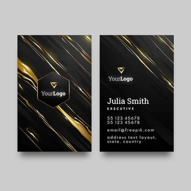 Realistic elegant double-sided vertical business card template