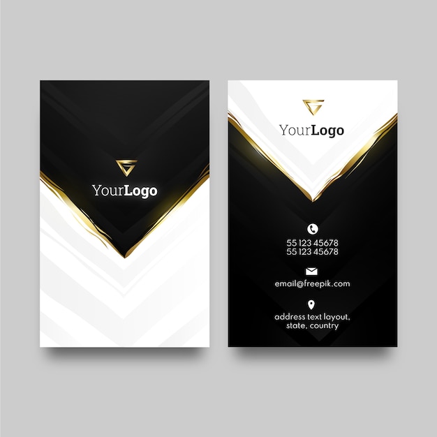 Realistic elegant double-sided vertical business card template