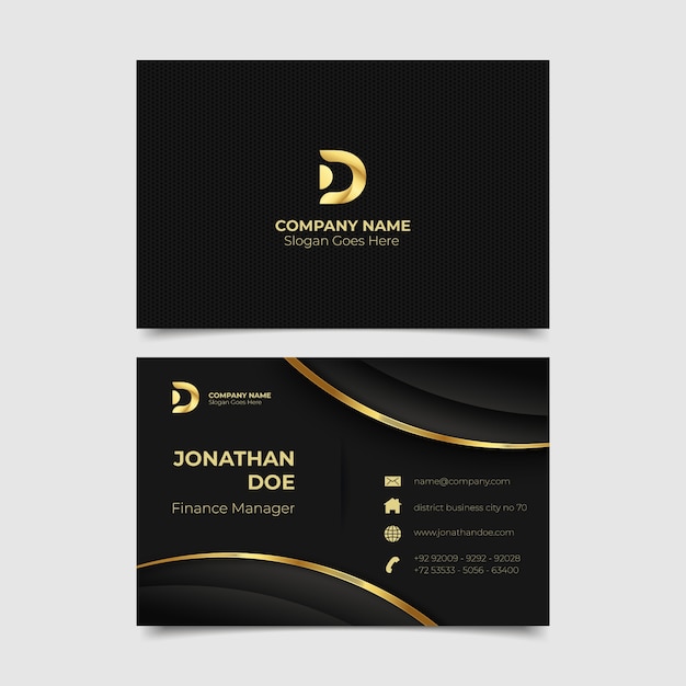 Free vector realistic elegant horizontal business card template