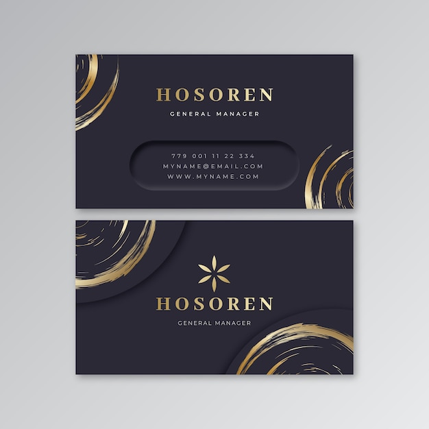 Free vector realistic elegant horizontal double-sided business card template