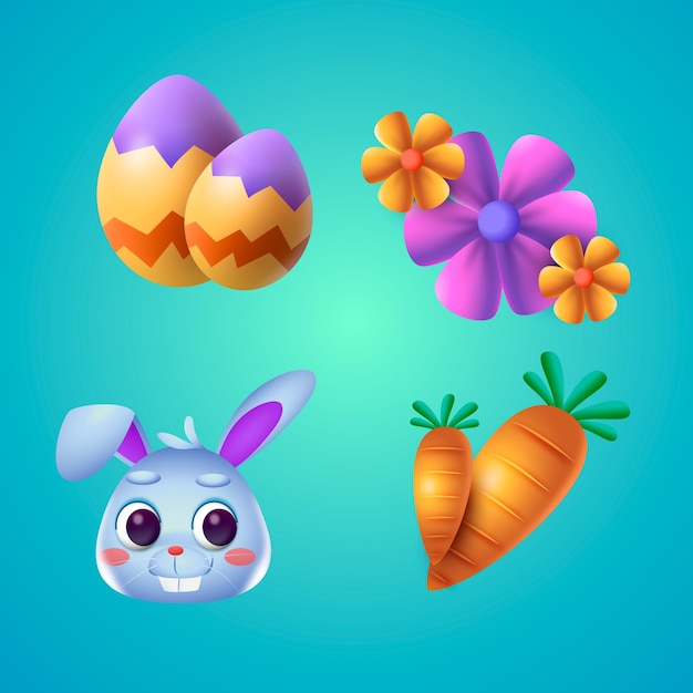 Realistic elements collection for easter celebration