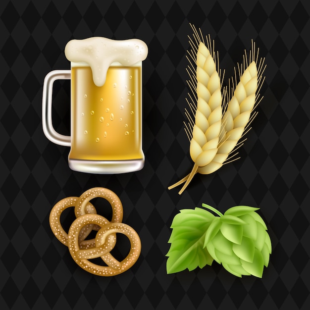 Free vector realistic elements collection for oktoberfest