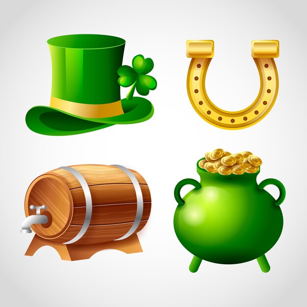 Realistic elements collection for st patrick's day celebration