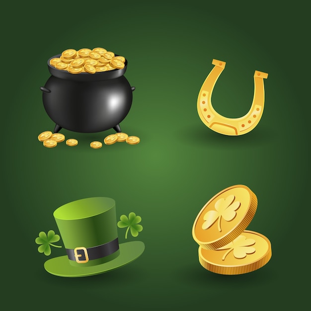 Realistic elements collection for st patrick's day celebration