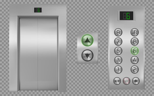 realistic elevator cabin with closed doors, lift