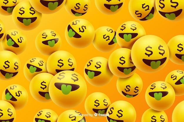 Realistic emoji characters with money