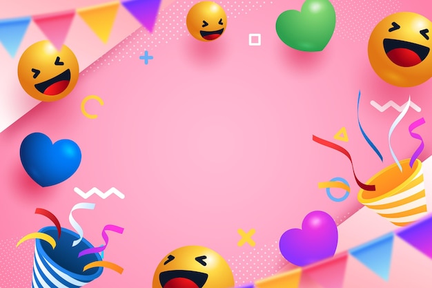 Vettore gratuito sfondo festa emoji realistico