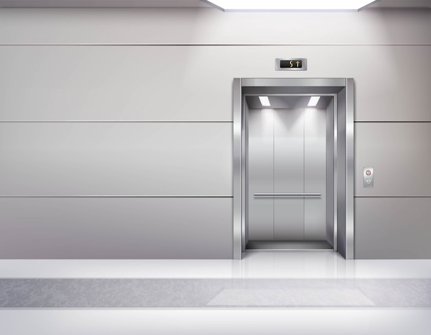 Free vector realistic empty elevator hall interior