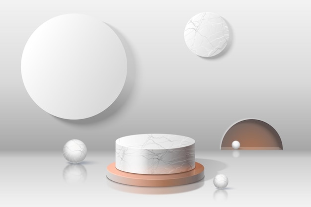 Free vector realistic empty room with marble podium