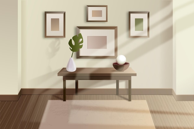 Free vector realistic empty room with sun light