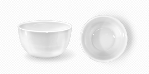 Realistic empty sauce bowl isolated white plate