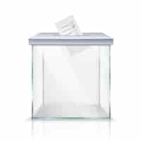 Free vector realistic empty transparent ballot box with marked ballot in hole