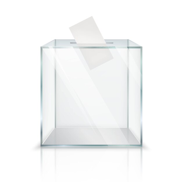 Realistic empty transparent ballot box
