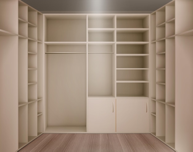 Бесплатное векторное изображение Реалистичный пустой шкаф
