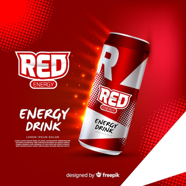 Realistic energy drink ad template