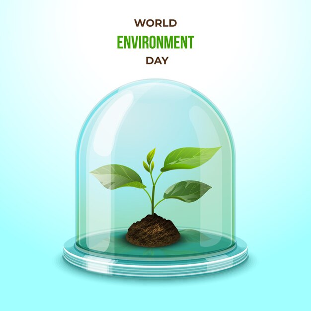 Realistic environmental day seedling in glass