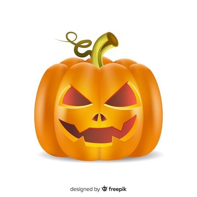 Free vector realistic evil halloween pumpkin