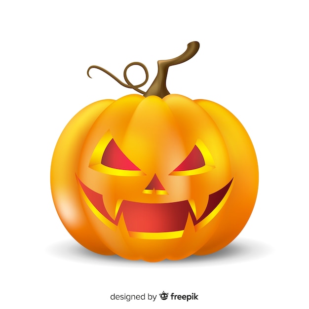 Free vector realistic evil halloween pumpkin