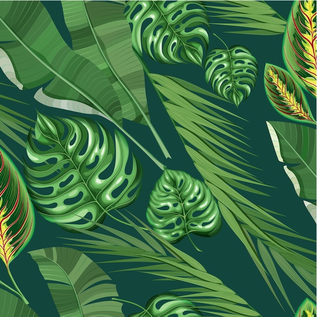 Realistic Exotic Tropical Floral Pattern