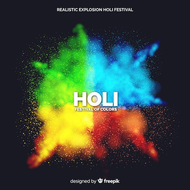 Realistic explosion holi festival background