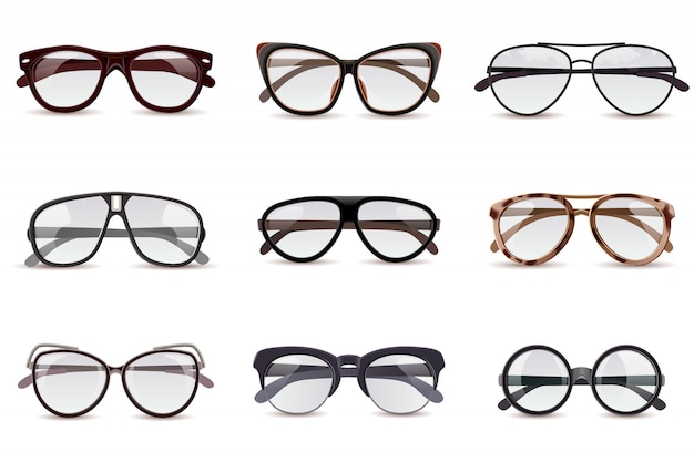 Realistic Eyeglasses Set