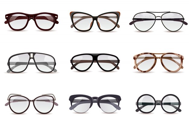 Realistic Eyeglasses Set